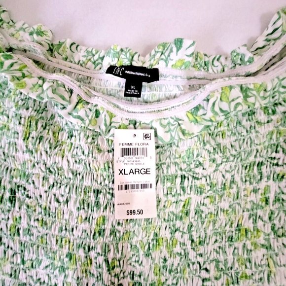 INC Green White Fitted Dress Shirred Size XL New - Picture 6 of 13
